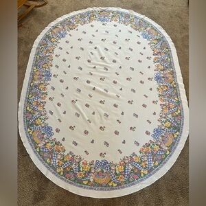 VTG 1993 EASTER BUNNY CHICK TABLECLOTH FASHION INDUSTRIES FLOWERS EGGS 82x60 B35